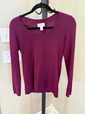LOFT Scoop Neck Cashmere Sweater in Plum